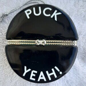 Hockey Puck Trinket Box Christmas Ornament "Puck Yeah" 3" Diameter
